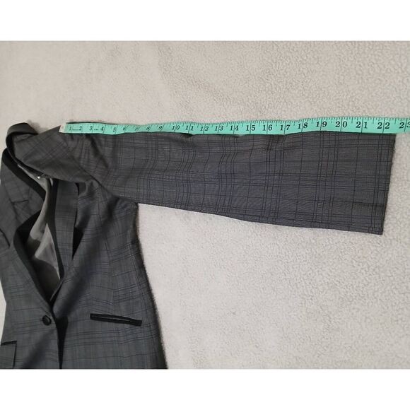 Hugo boss womens size 8 FINE VIRGIN WOOL tartan plaid gray four season blazer - Picture 5 of 9